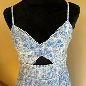 Trixxi Blue and White Dress with Cutout